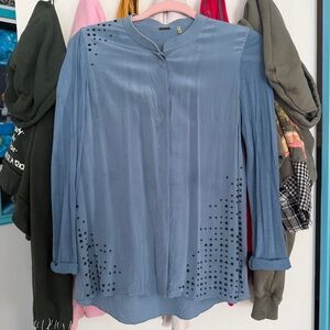 ELIE TAHARI Blue Silk Blouse